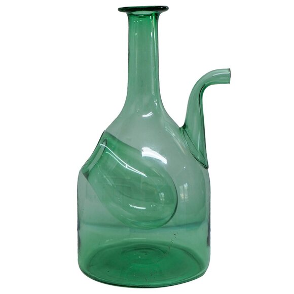 BOttiglia Vintage Green Italian Glass hand Blown Multi Opening large Carafe - Picture 2 of 9